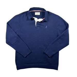 Thomas Pink Sweater Mens XL Blue Cashmere Wool Knit Long‎ Sleeve Embroidered